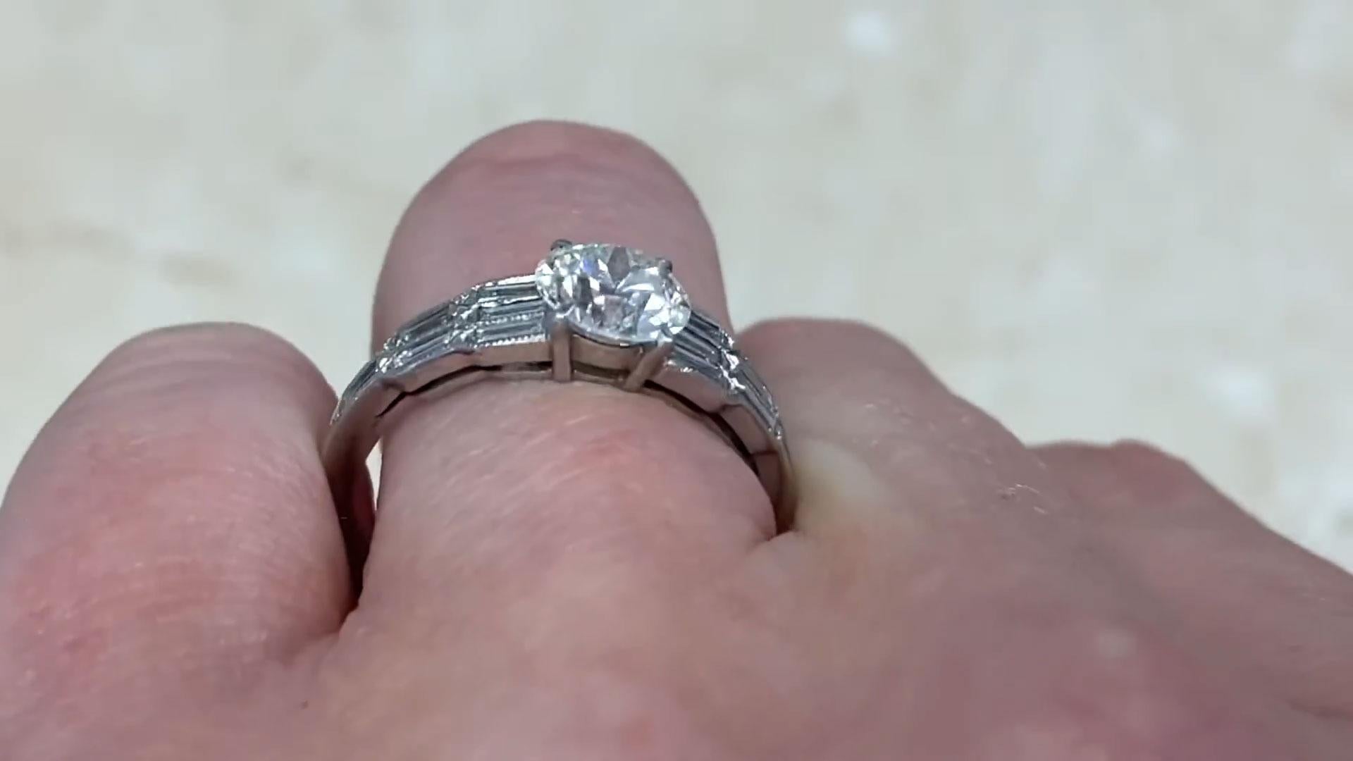 Verlobungsring mit Diamant im alteuropäischen Schliff (GIA ca. 1.10 Karat), Platin im Zustand „Hervorragend“ im Angebot in New York, NY