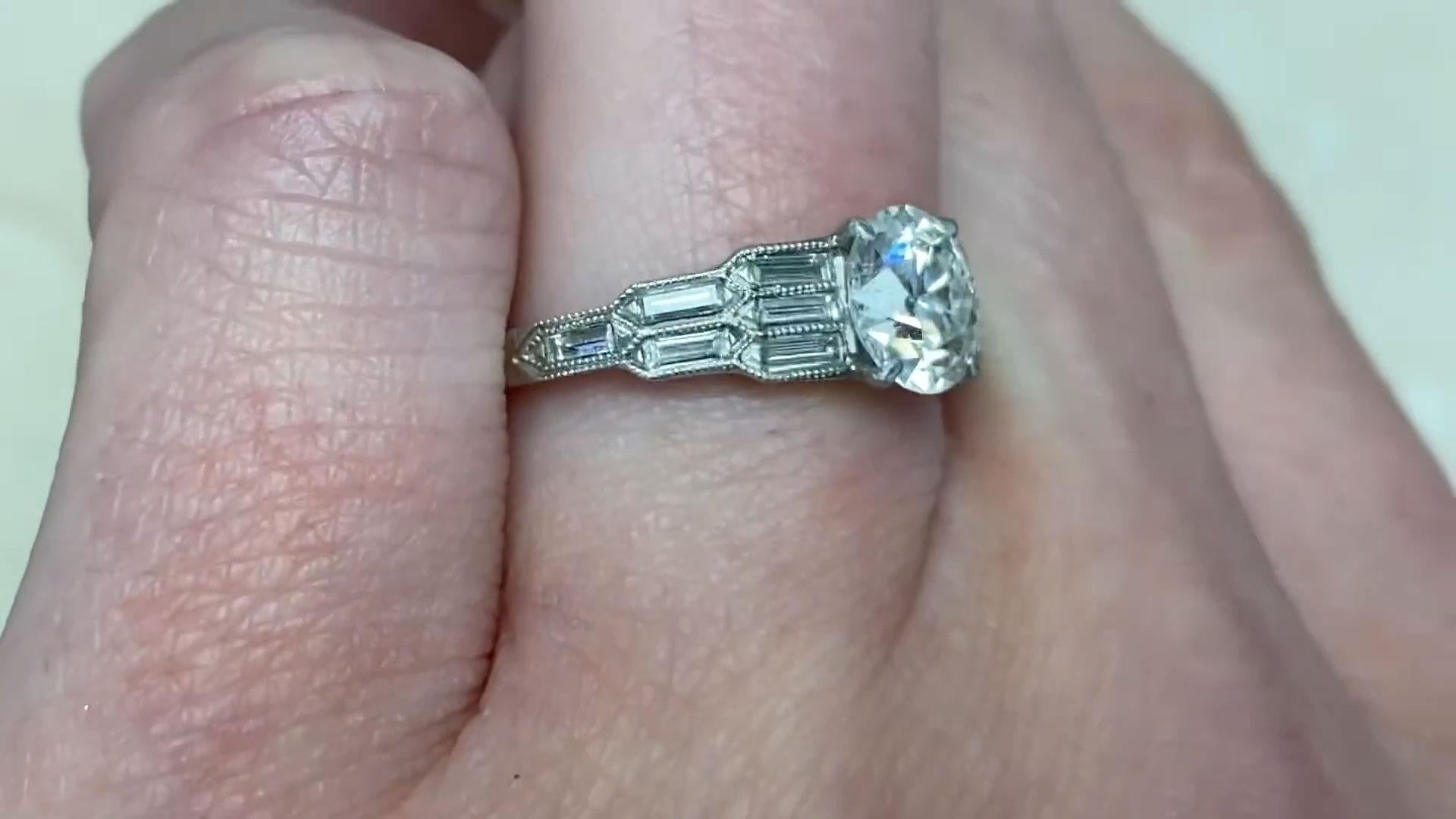 Verlobungsring mit Diamant im alteuropäischen Schliff (GIA ca. 1.10 Karat), Platin Damen im Angebot