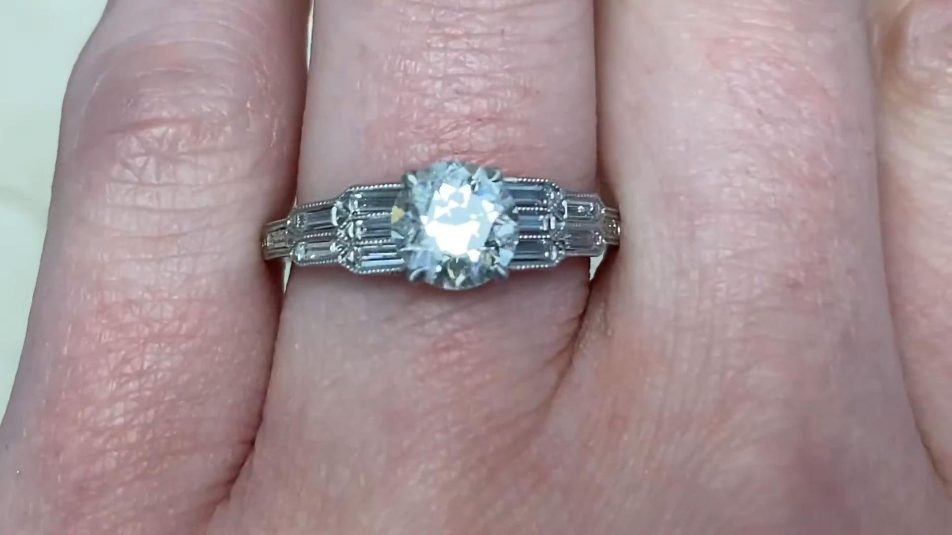 Verlobungsring mit Diamant im alteuropäischen Schliff (GIA ca. 1.10 Karat), Platin im Angebot 1