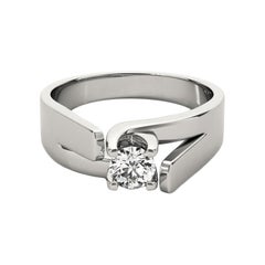 GIA 1,14ct Anello con diamante rotondo moderno solitario 3D con gambo spaccato