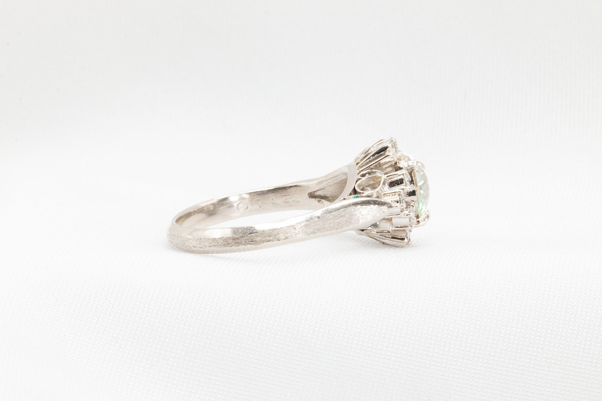 Verlobungsring aus Platin mit GIA 1,15 Karat altem Eurodiamant im Vintage-Stil (Alteuropäischer Schliff) im Angebot