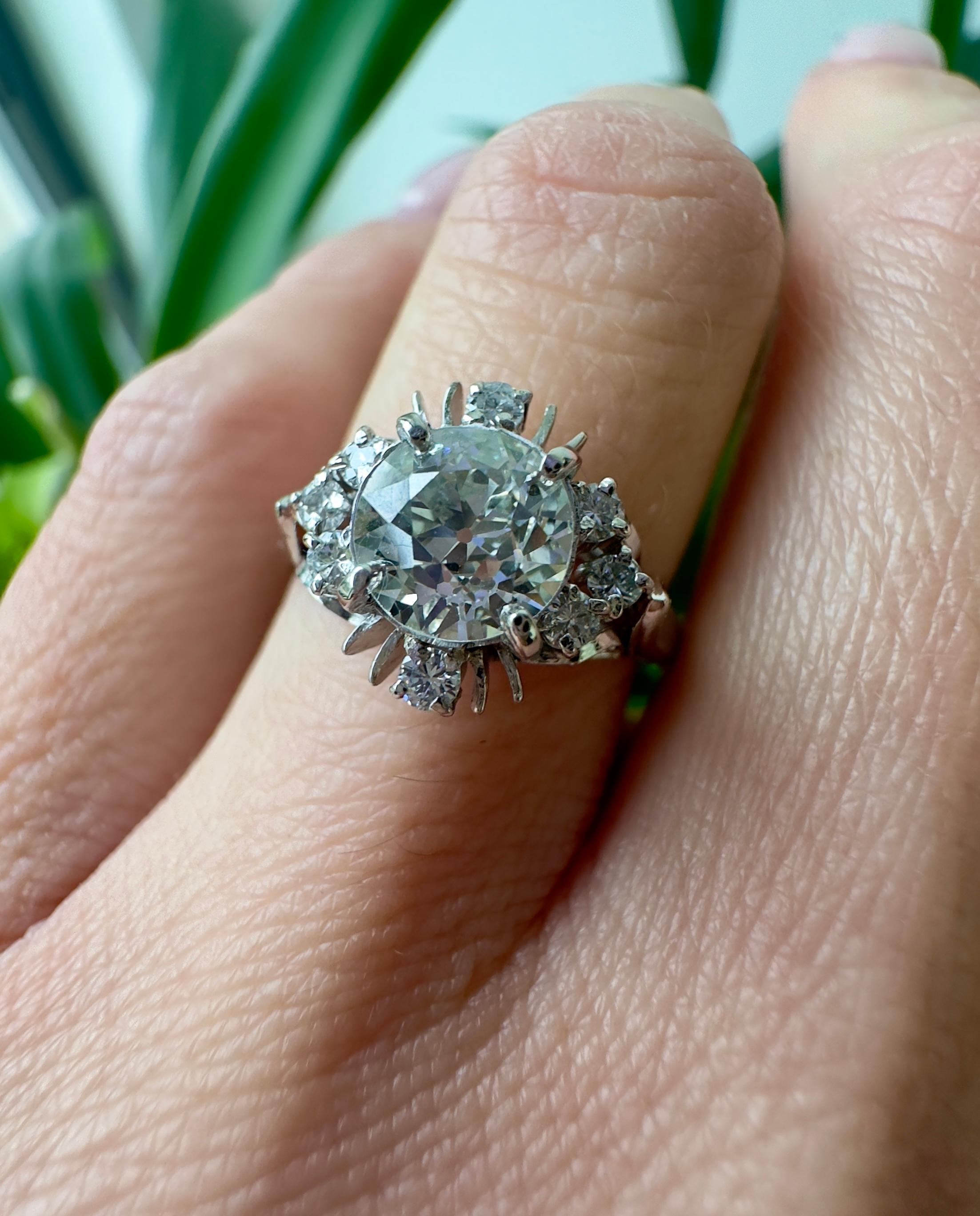 Verlobungsring aus Platin mit GIA 1,15 Karat altem Eurodiamant im Vintage-Stil Damen im Angebot