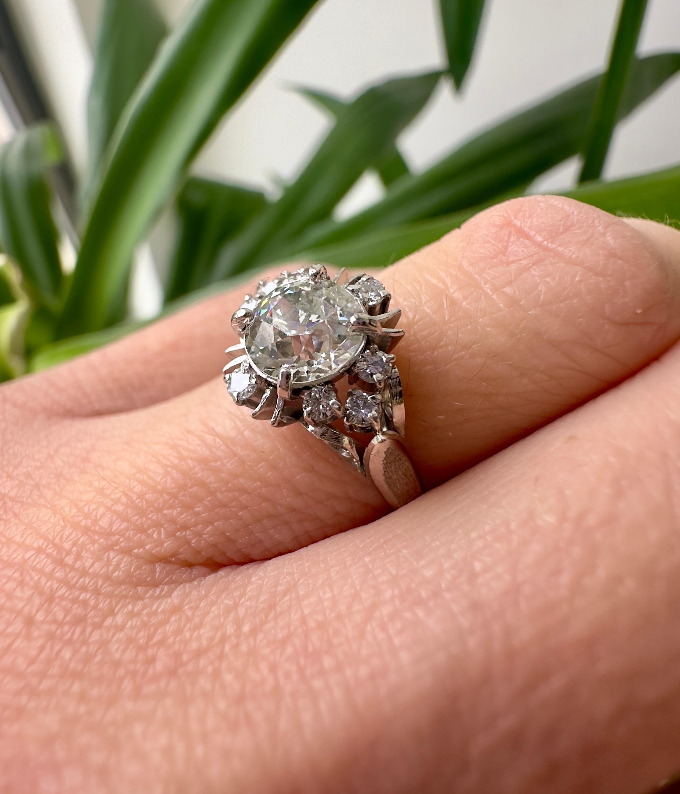 Verlobungsring aus Platin mit GIA 1,15 Karat altem Eurodiamant im Vintage-Stil im Angebot 2