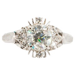 GIA 1.15 Carat Old Euro Diamond in Vintage Platinum Engagement Ring