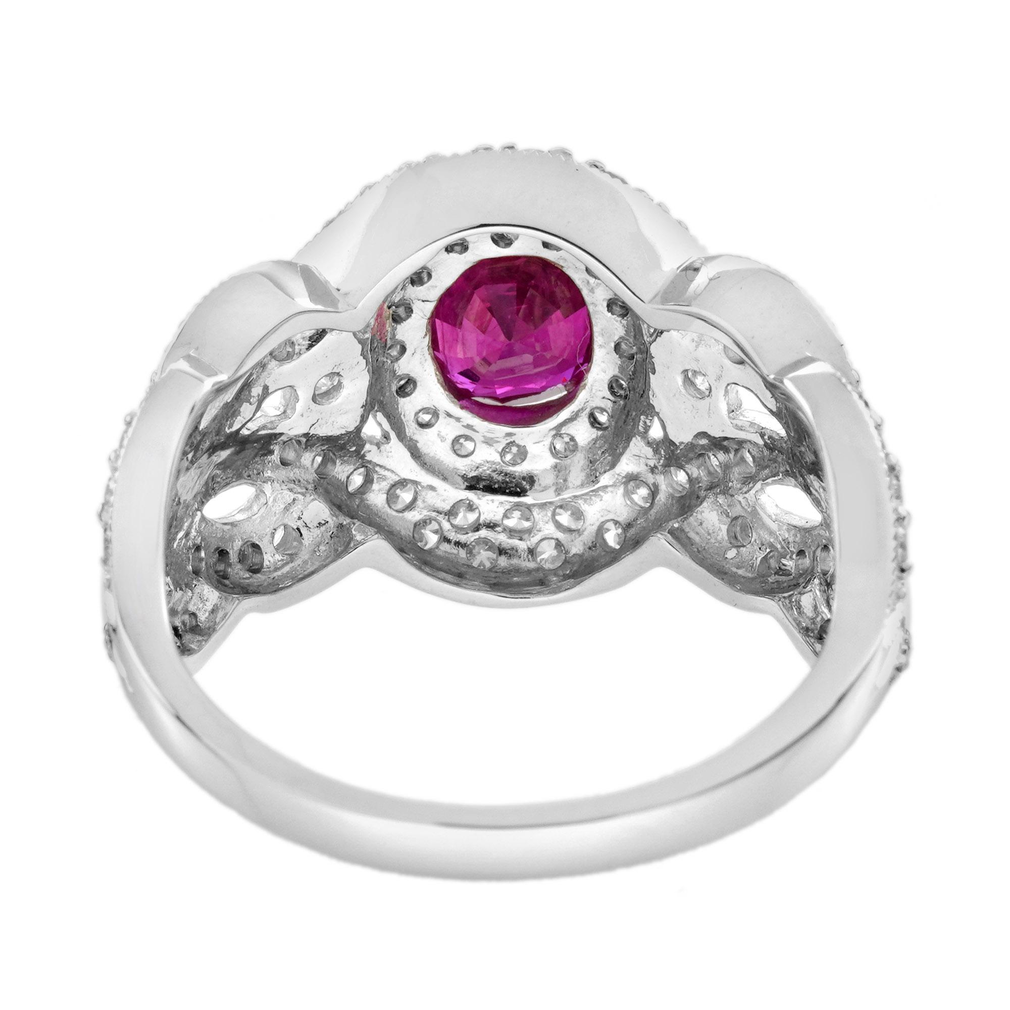 GIA 1.15 Ct. Ruby and Diamond Engagement Ring in 18K White Gold For Sale 4