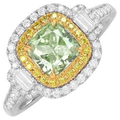 GIA 1.15ct Cushion Cut Fancy Diamond Engagement Ring, VS1 Clarity, Platinum