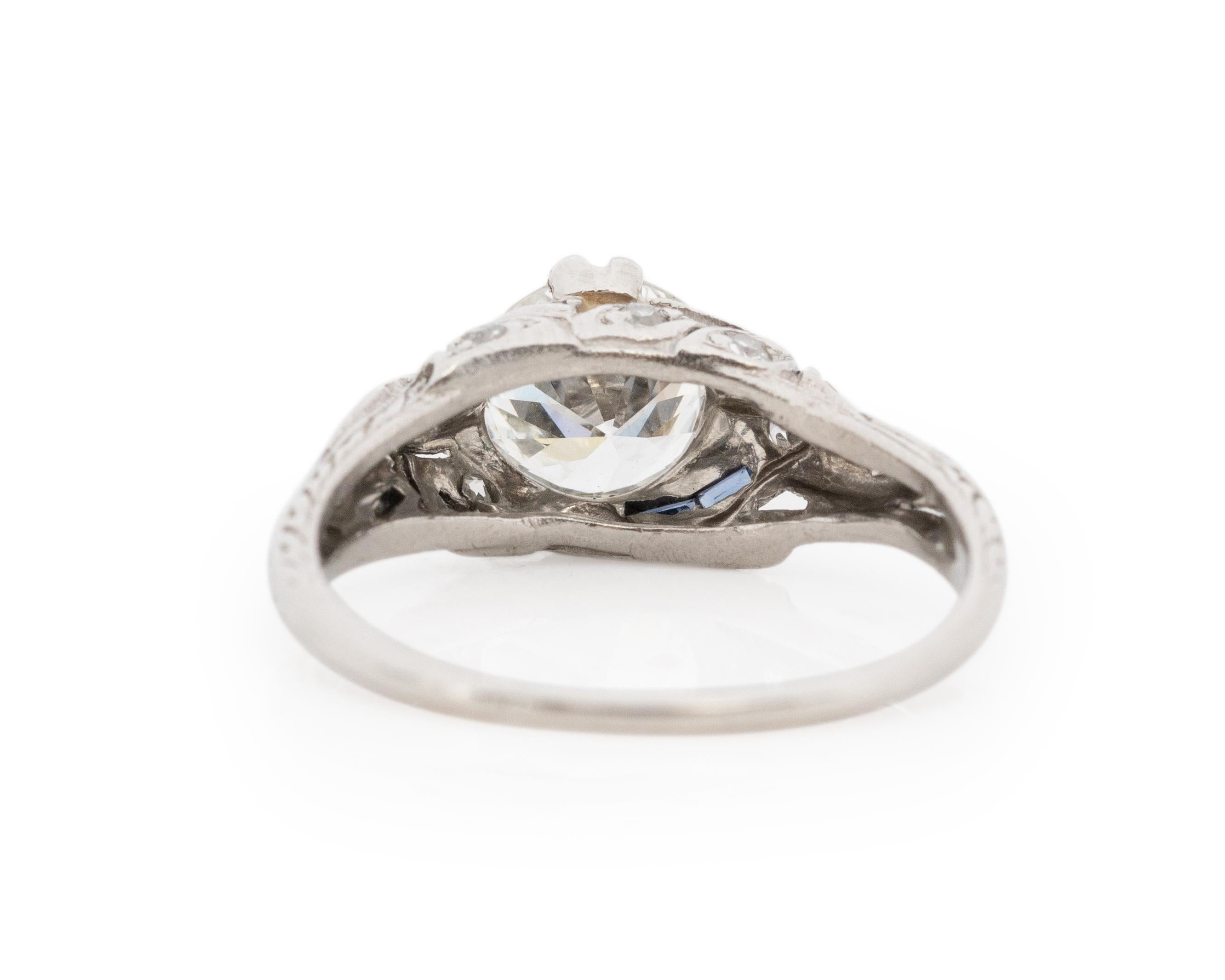 Women's GIA 1.16 Carat Art Deco Platinum Engagement Ring For Sale