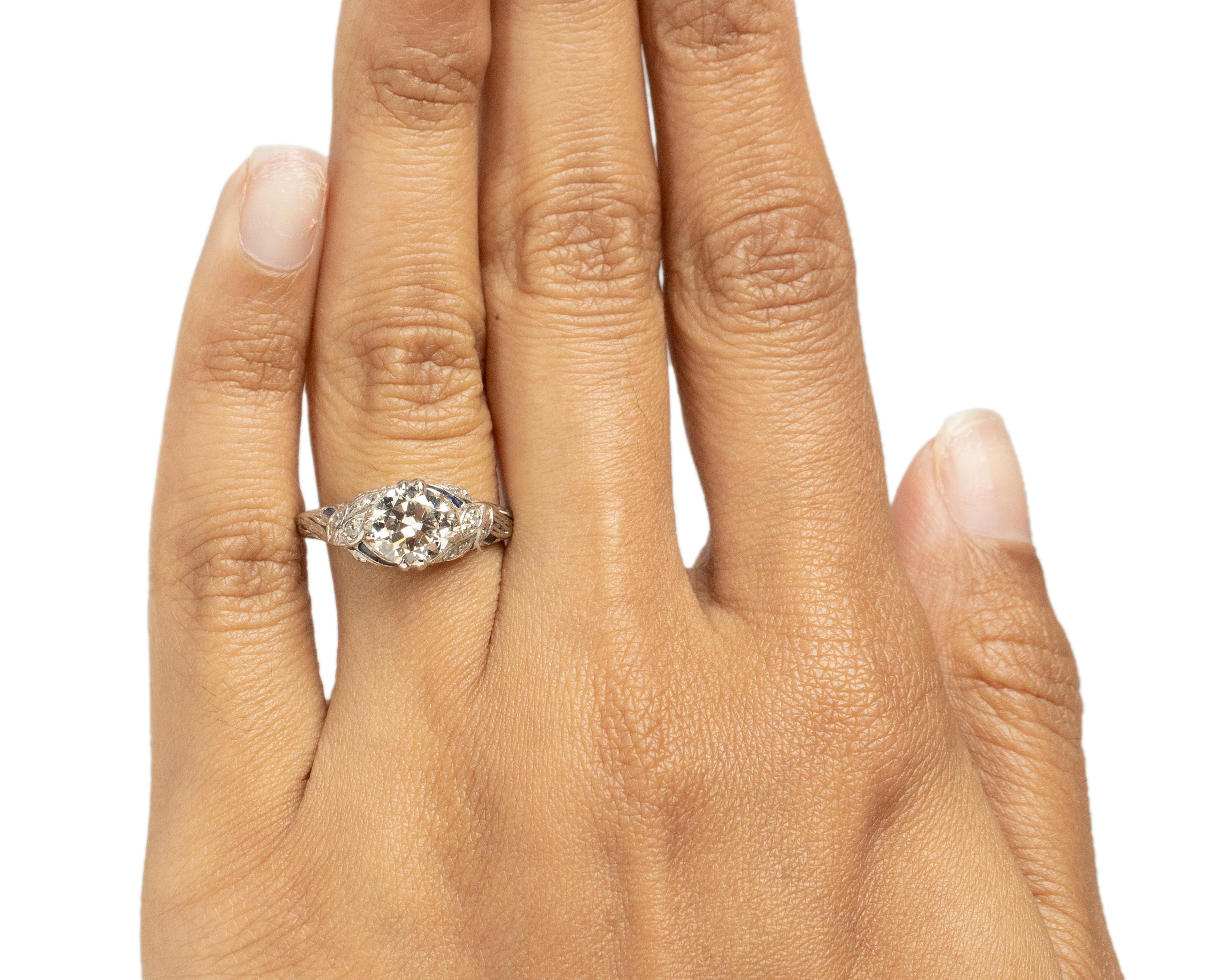 GIA 1.16 Carat Art Deco Platinum Engagement Ring For Sale 1