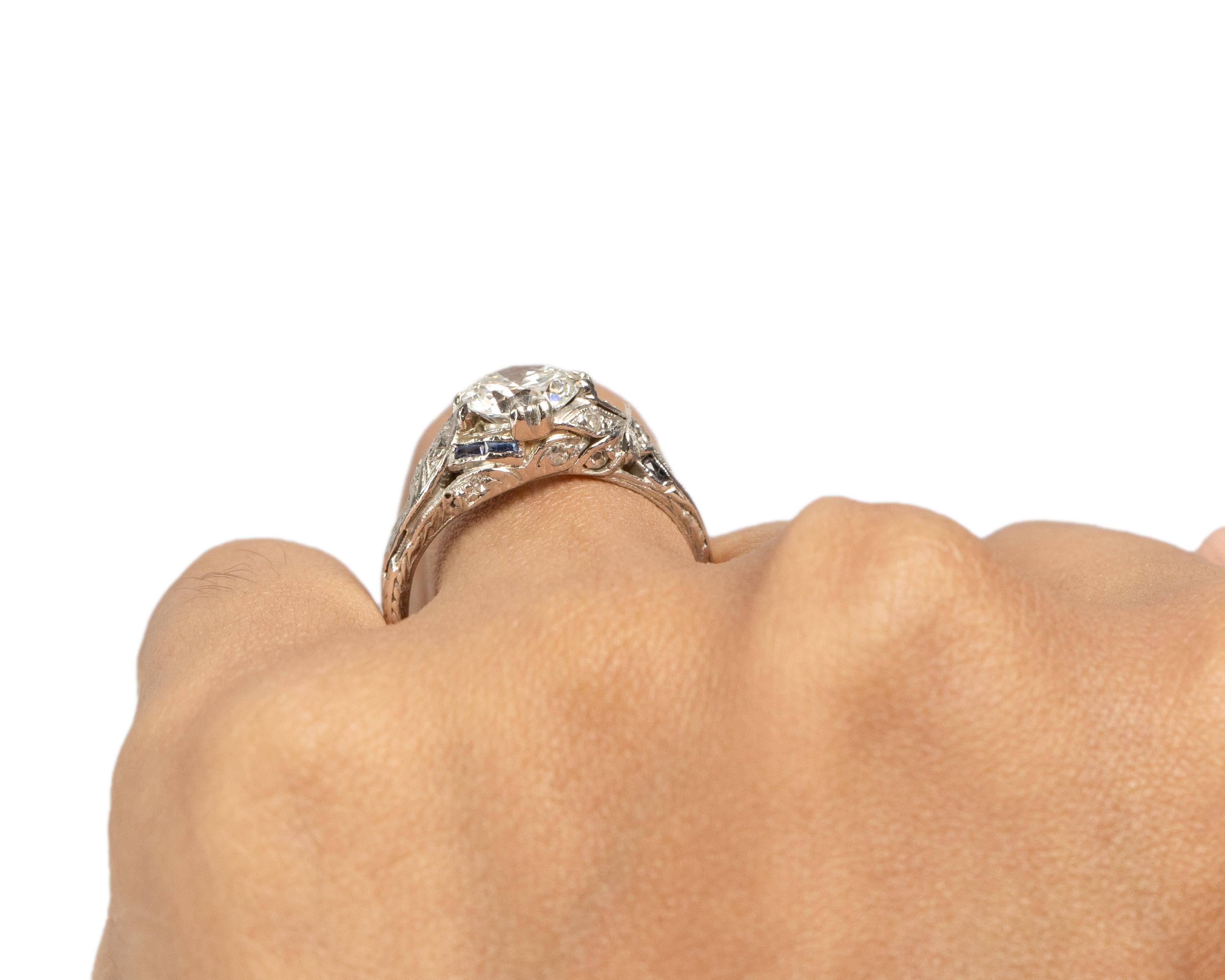 GIA 1.16 Carat Art Deco Platinum Engagement Ring For Sale 2