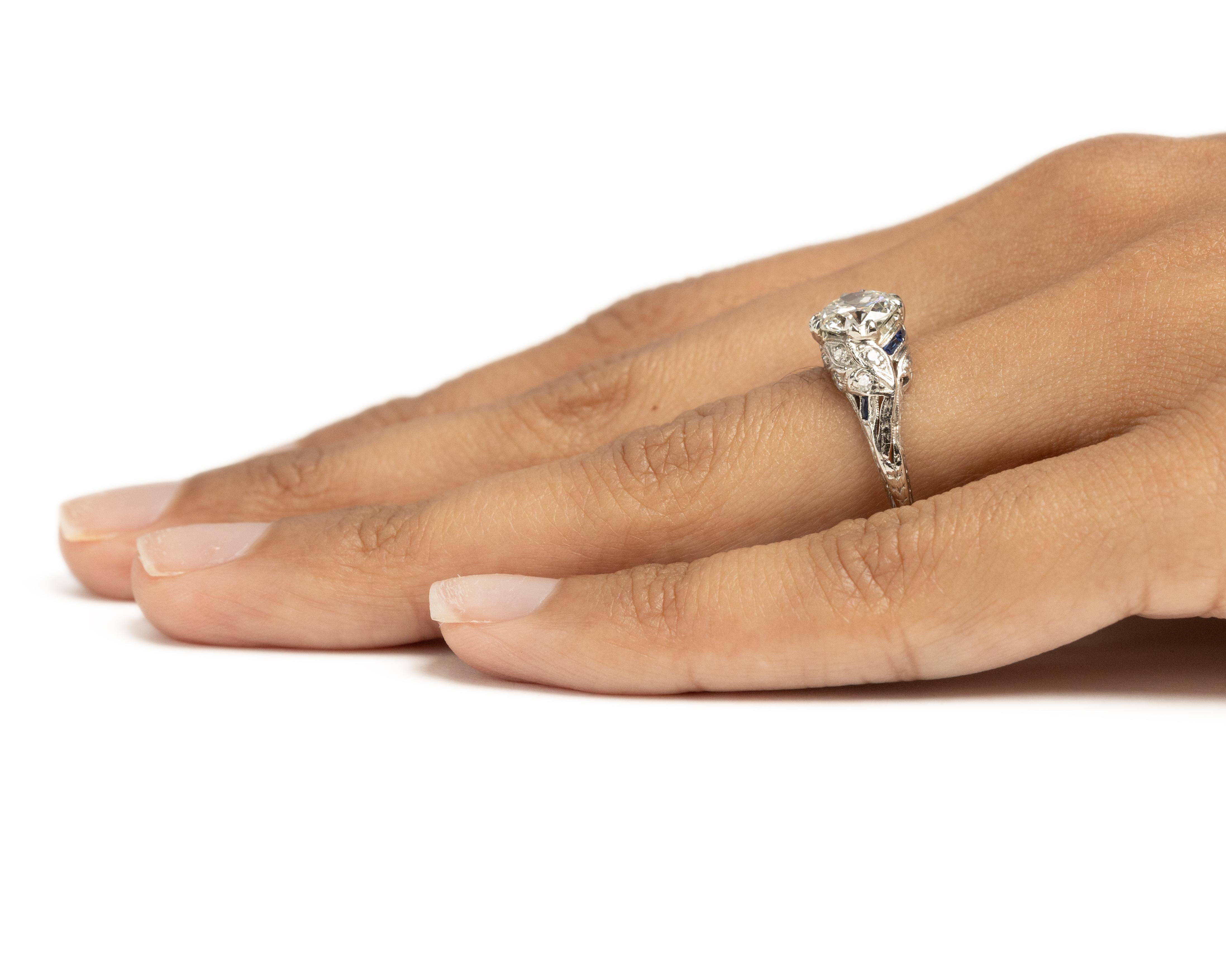 GIA 1.16 Carat Art Deco Platinum Engagement Ring For Sale 3