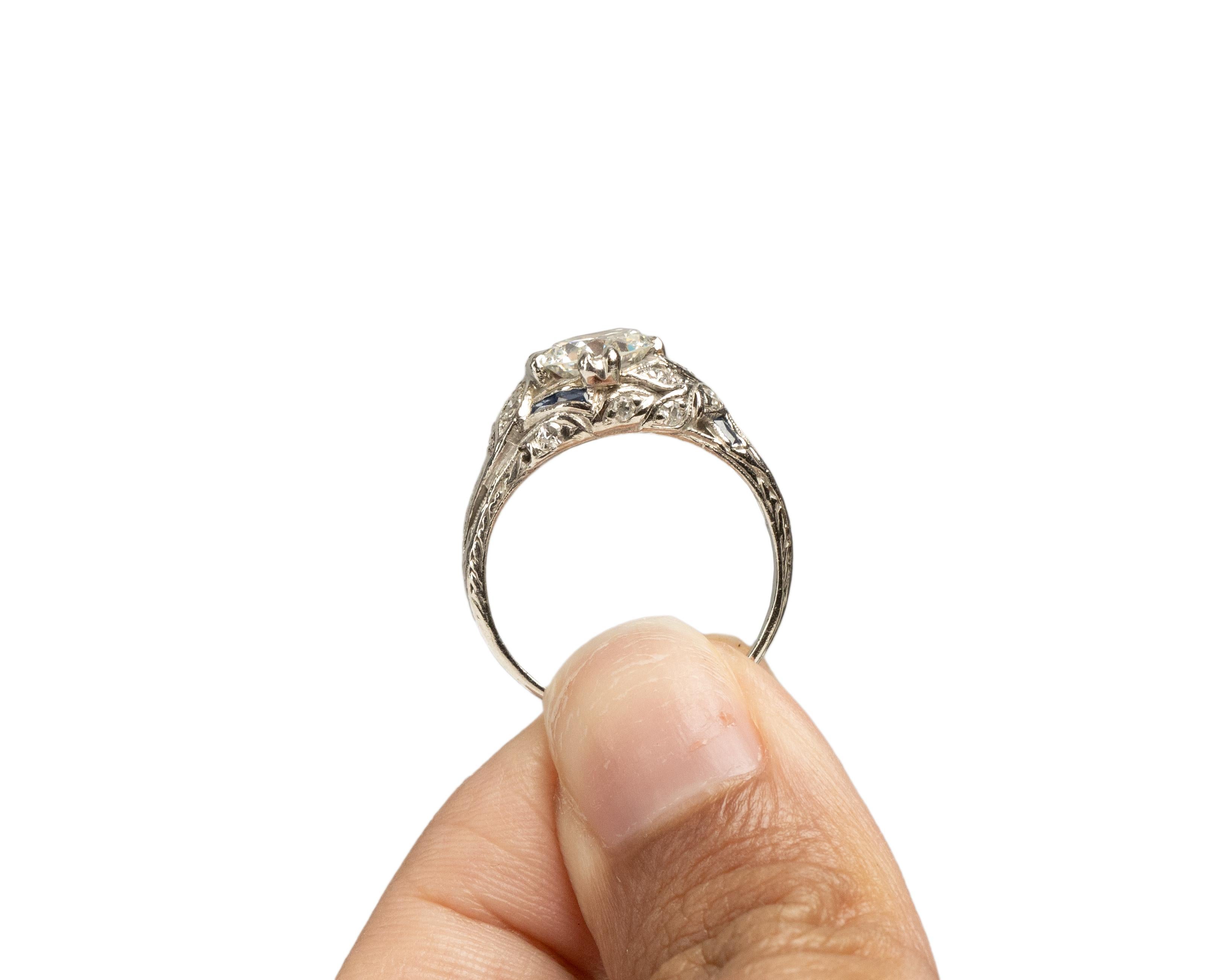 GIA 1.16 Carat Art Deco Platinum Engagement Ring For Sale 4