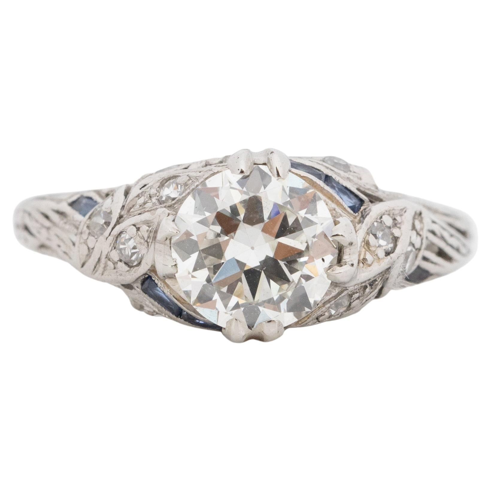 GIA 1.16 Carat Art Deco Platinum Engagement Ring For Sale