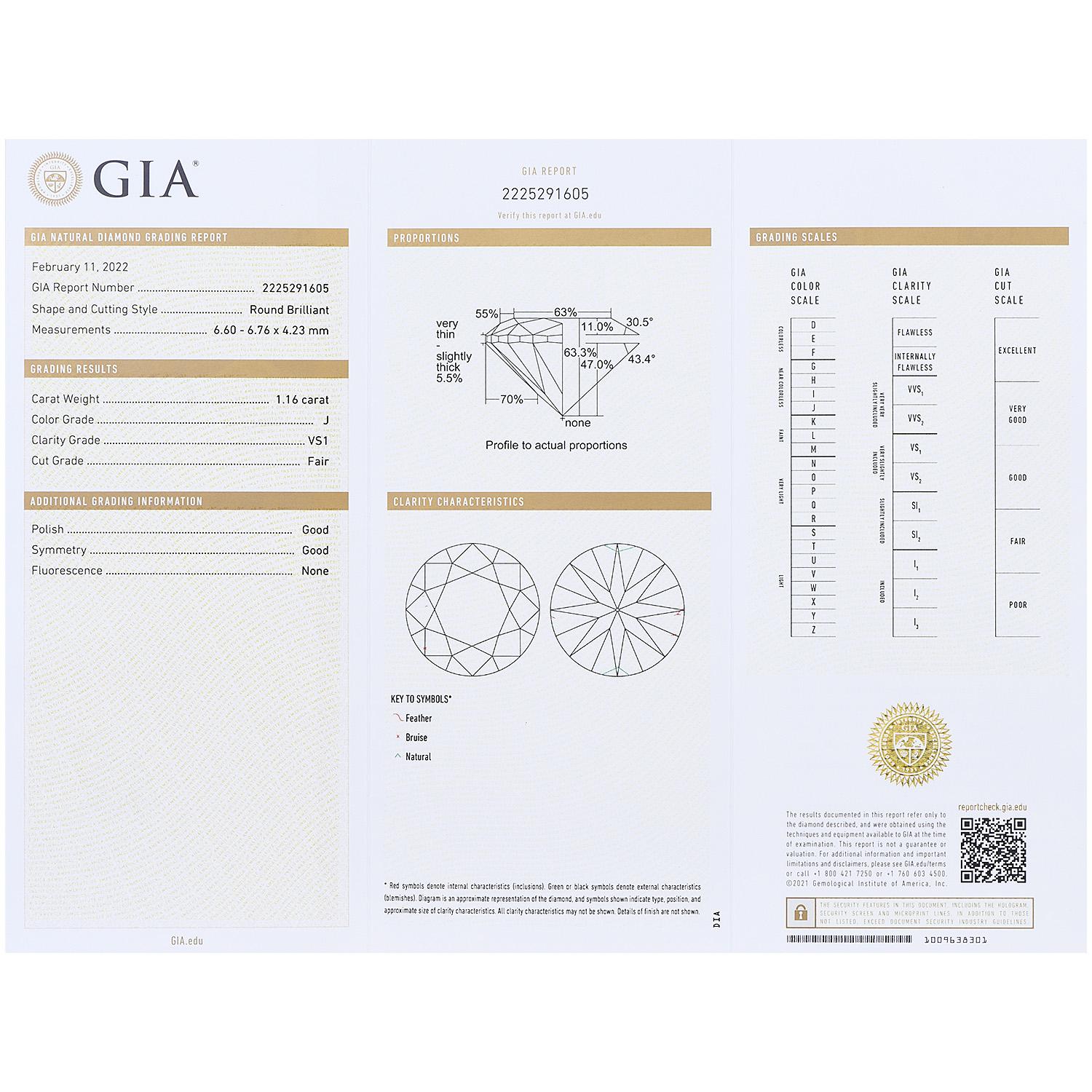 GIA 1,16 J-VS1 Karat Rundschliff Diamant Roségold Solitär Verlobungsring (Moderne) im Angebot