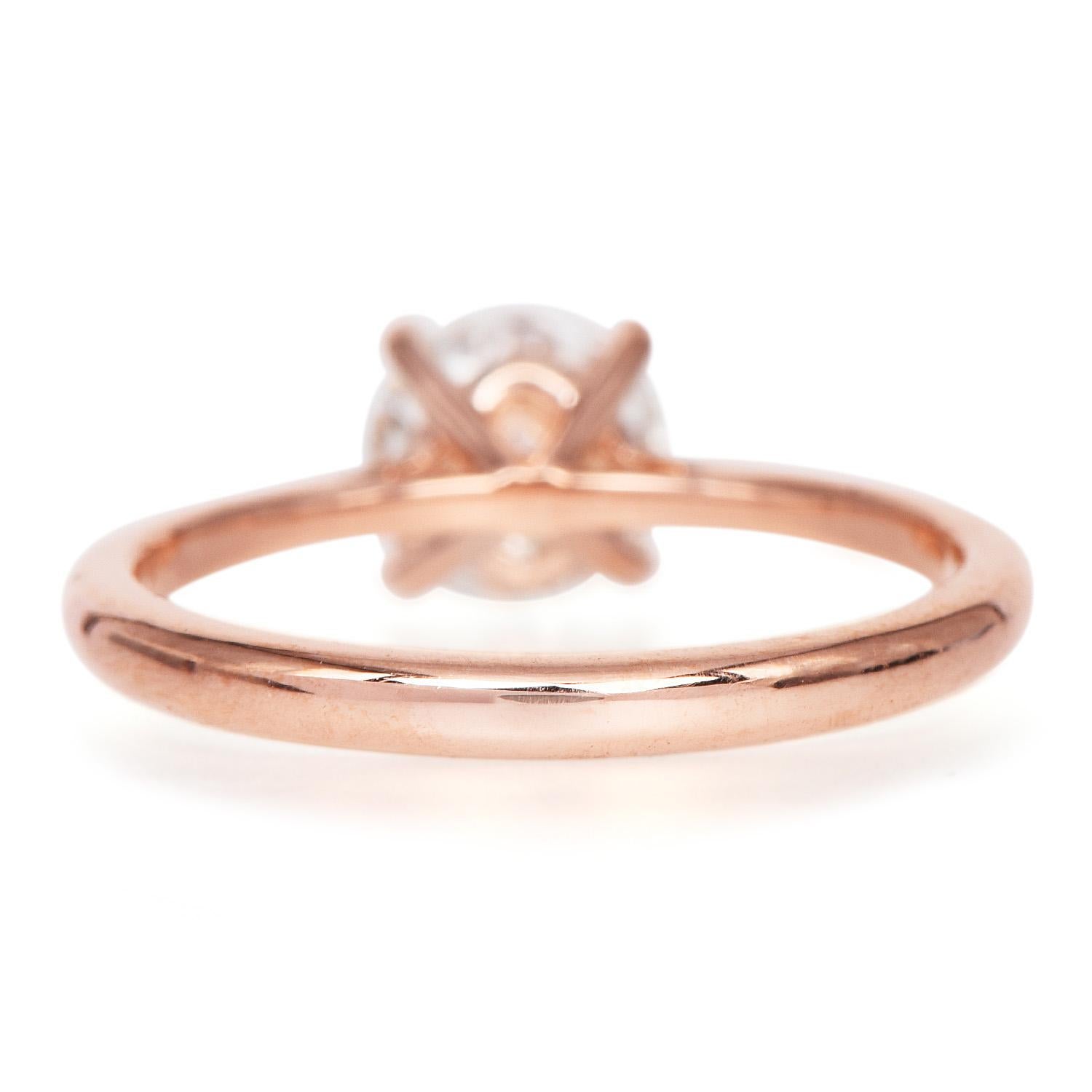 Men's GIA 1.16 J-VS1 Carat Round Cut Diamond Rose Gold Solitaire Engagement Ring For Sale