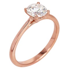 Bague de fiançailles solitaire en or rose avec diamant taille ronde de 1,16 carat certifié GIA J-VS1