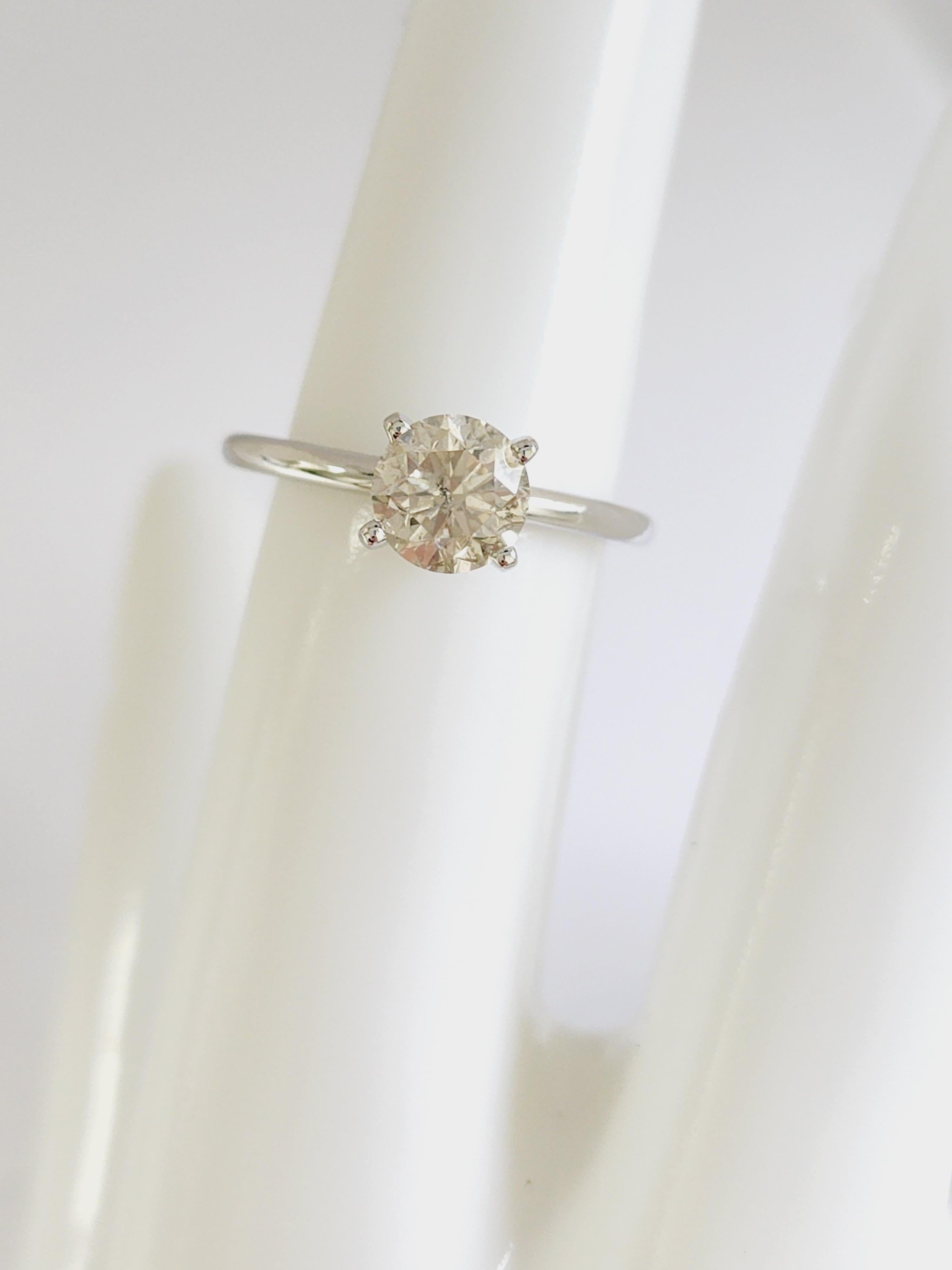 GIA 1.17 Carat Round Cut Diamond White Gold Solitaire Ring 14 Karat In New Condition For Sale In Great Neck, NY