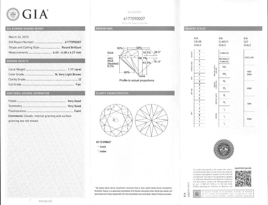 GIA 1.17 Carat Round Cut Diamond White Gold Solitaire Ring 14 Karat For Sale 3