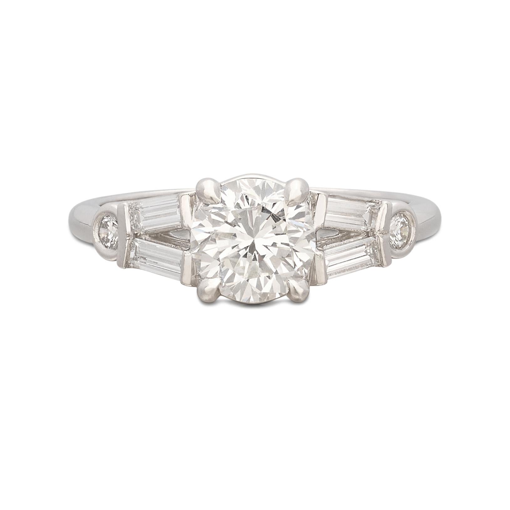 GIA 1.17 Carat Platinum Diamond Engagement Ring For Sale 3