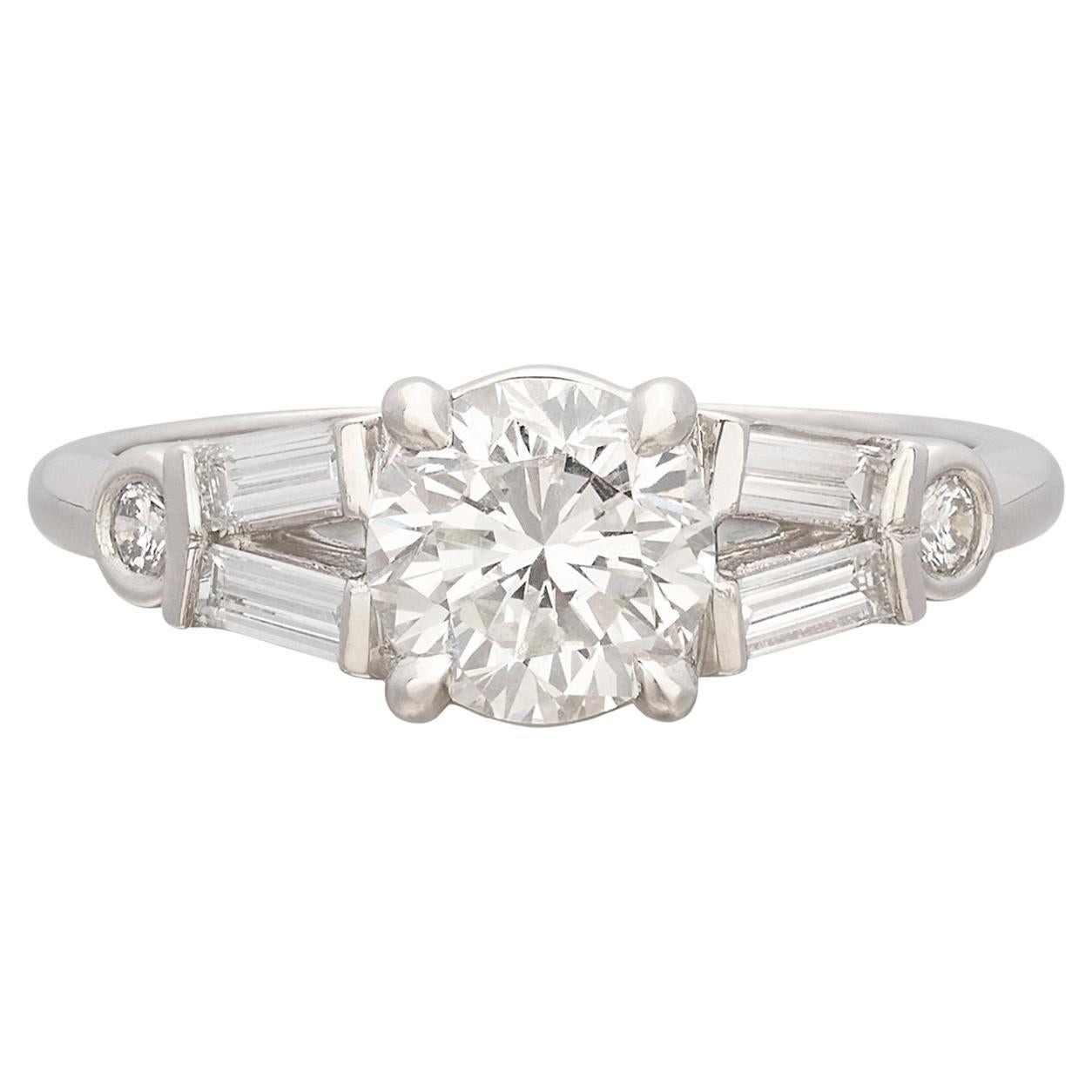 GIA 1.17 Carat Platinum Diamond Engagement Ring For Sale