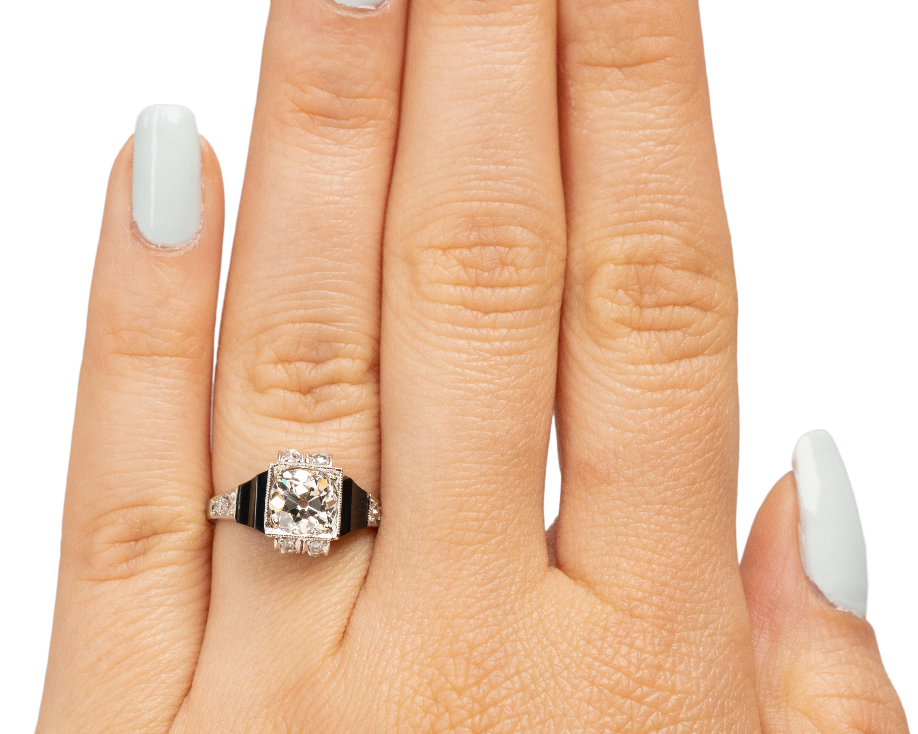 Women's GIA 1.18 Carat Art Deco Diamond 14 Karat White Gold Engagement Ring For Sale
