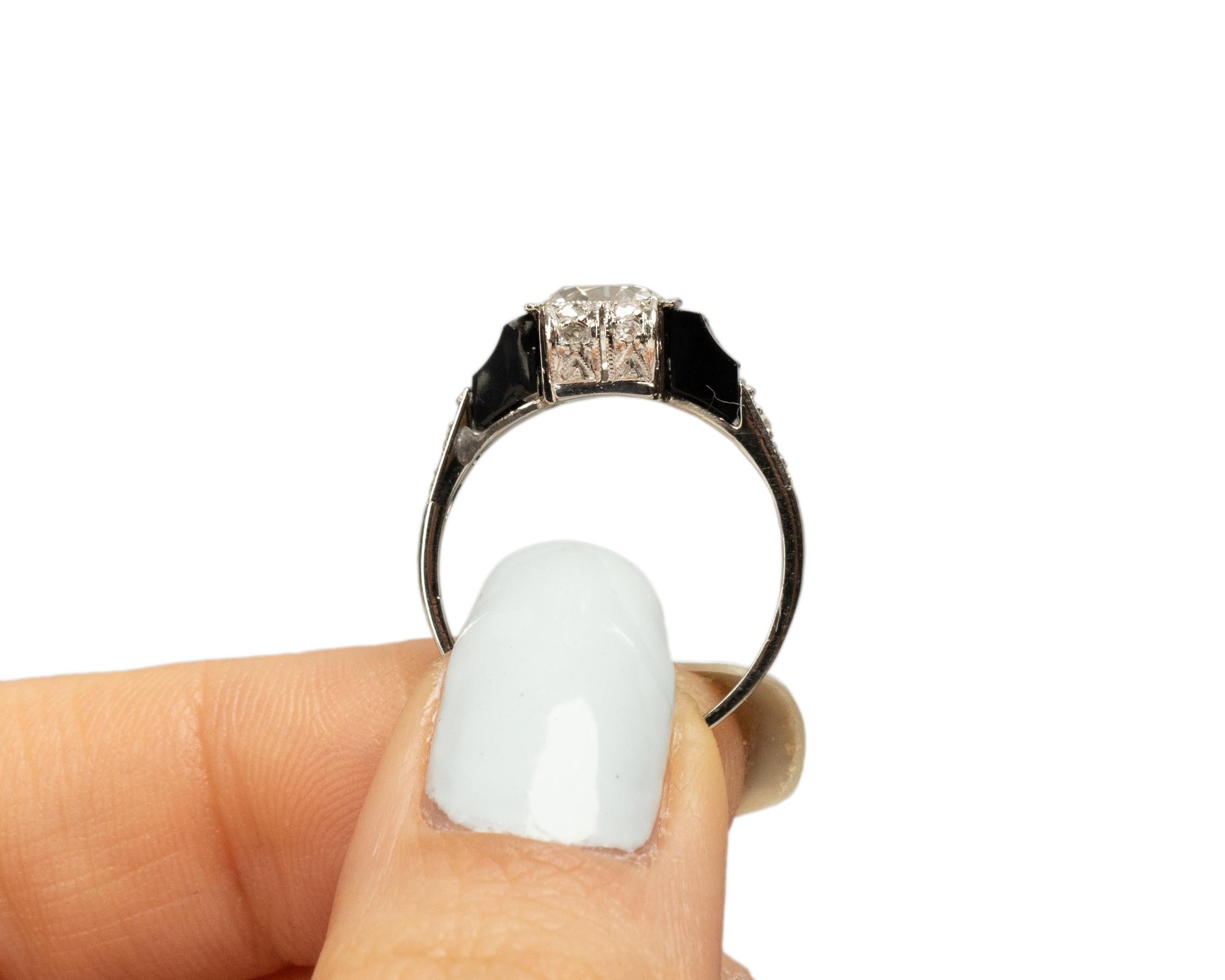 GIA 1.18 Carat Art Deco Diamond 14 Karat White Gold Engagement Ring For Sale 2