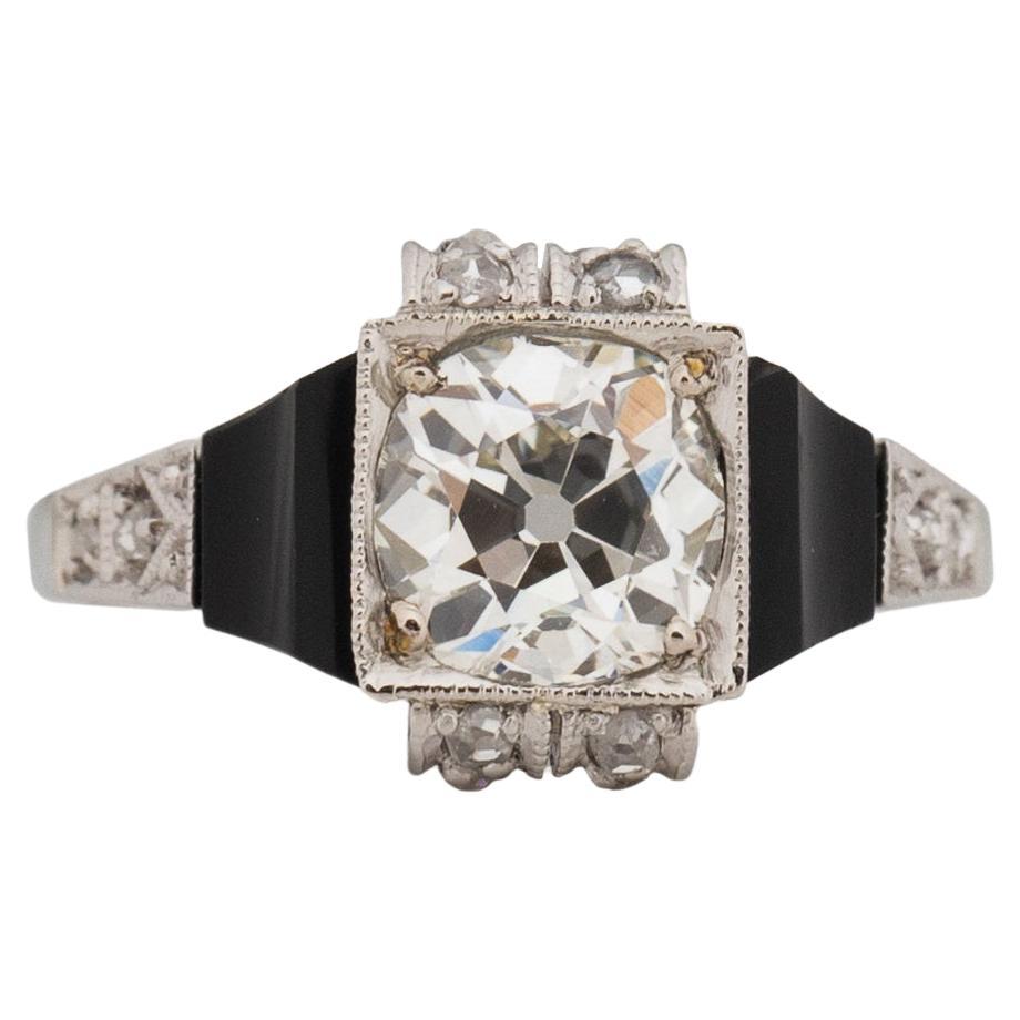 GIA 1.18 Carat Art Deco Diamond 14 Karat White Gold Engagement Ring For Sale