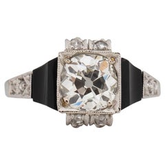 GIA 1,18 Karat Art Deco Diamant 14 Karat Weißgold Verlobungsring