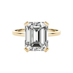 GIA 1.18 Carat Emerald Solitaire Basket 4-Prong 18K Yellow Gold Diamond Ring