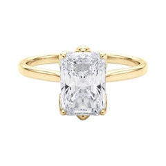 GIA 1.18 Carat Radiant Solitaire Cathedral Tulip 18K Yellow Gold Diamond Ring