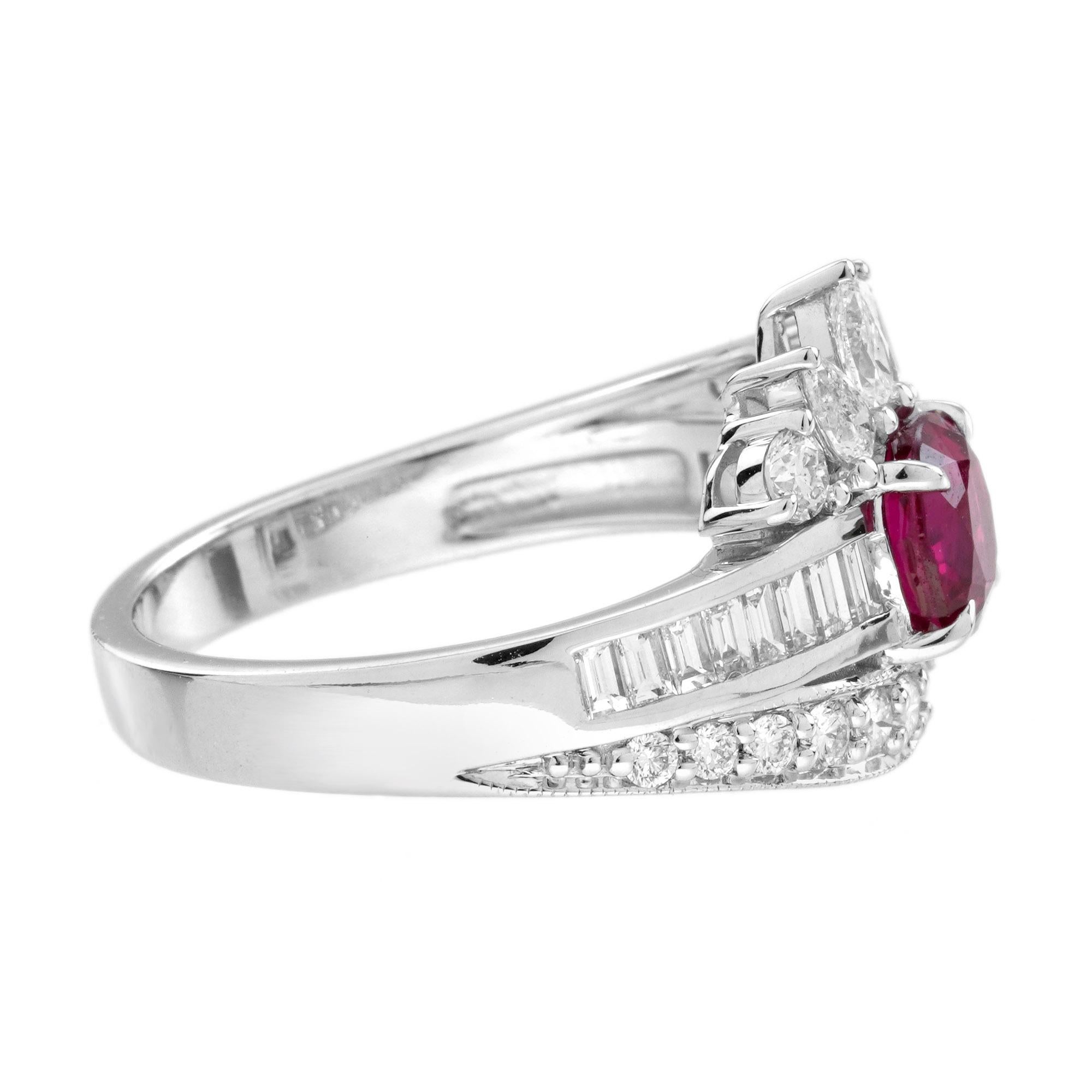 GIA 1,18 qt. Anillo de rubíes y diamantes en oro blanco de 18 quilates en venta 5