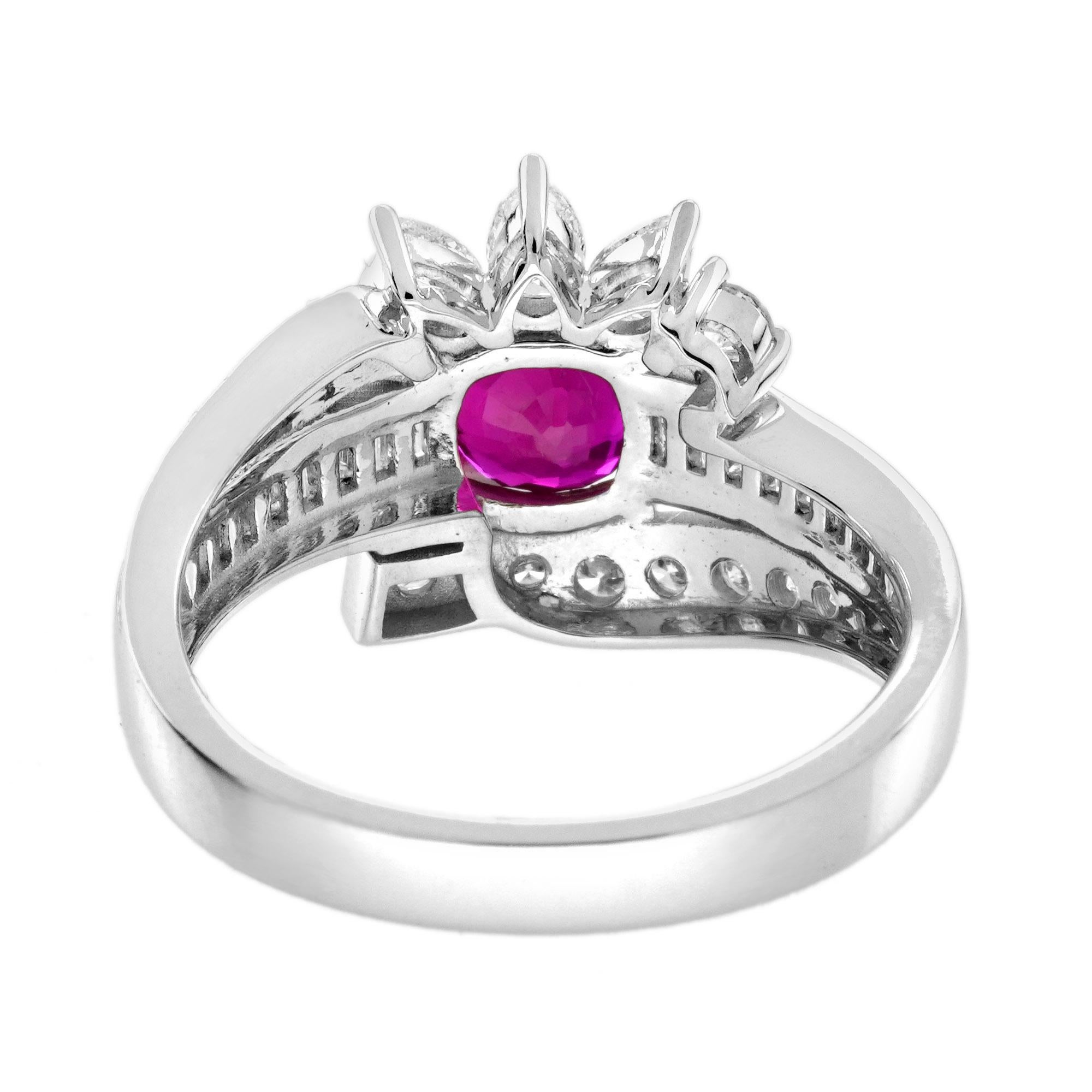 GIA 1,18 qt. Anillo de rubíes y diamantes en oro blanco de 18 quilates en venta 6