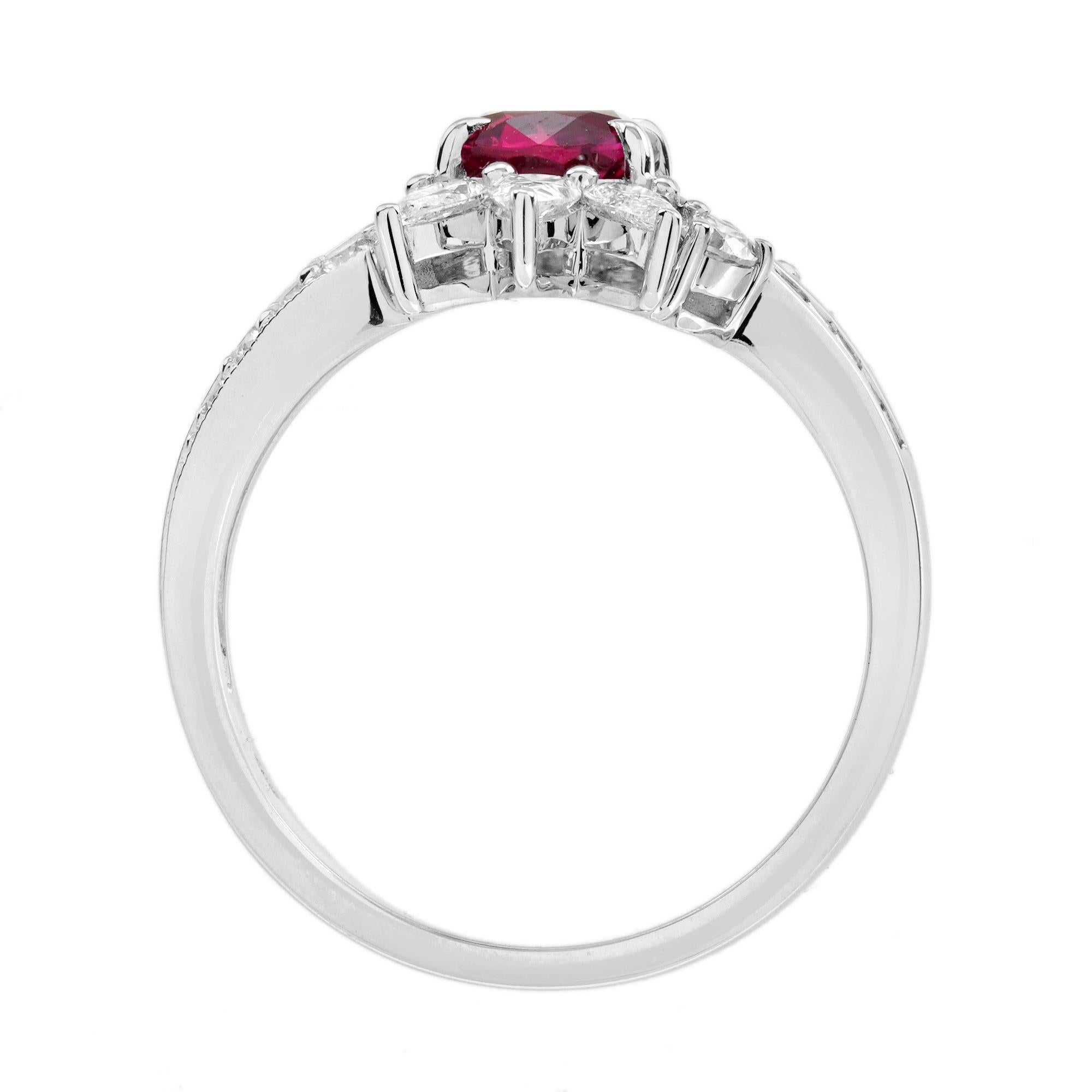 GIA 1,18 qt. Anillo de rubíes y diamantes en oro blanco de 18 quilates en venta 7