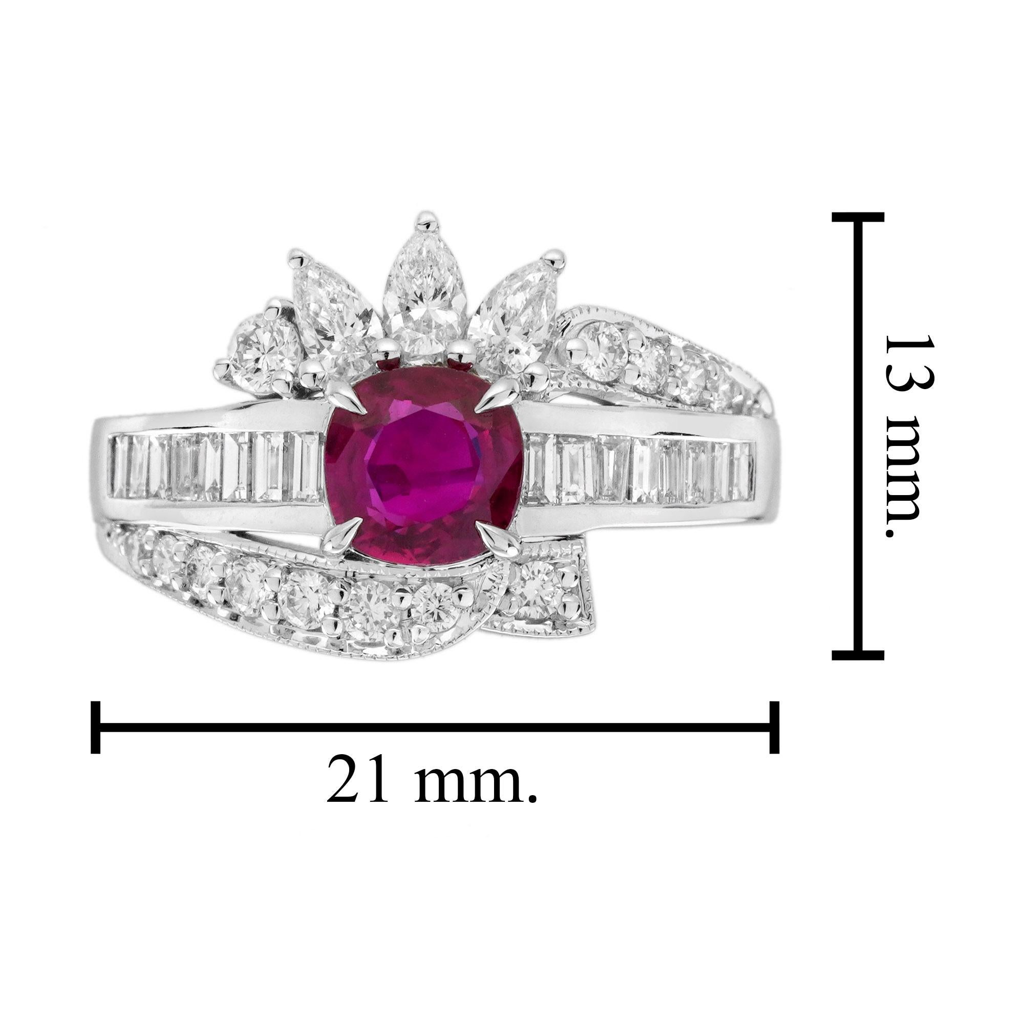 GIA 1,18 qt. Anillo de rubíes y diamantes en oro blanco de 18 quilates en venta 8