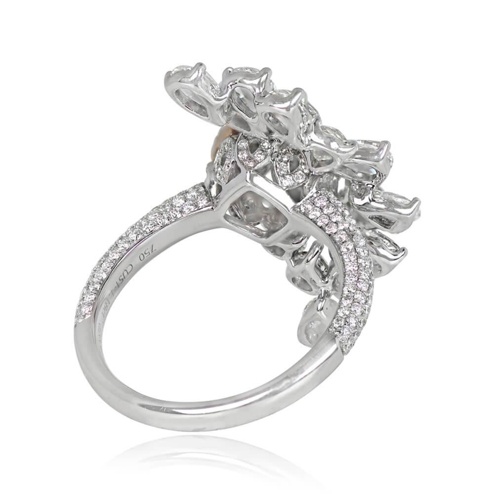 Art Deco GIA 1.18 Cushion Cut Fancy Diamond Cocktail Ring,  18k Rose Gold & White Gold For Sale