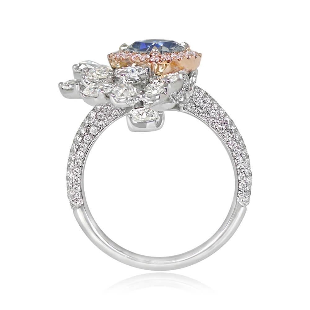 GIA 1,18 Cocktail-Ring mit Fancy-Diamant im Kissenschliff,  18 Karat Roségold & Weißgold Damen im Angebot
