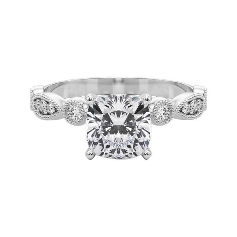 GIA 1.18ct Cuscino Marquise e castone rotondo con diamanti in oro bianco