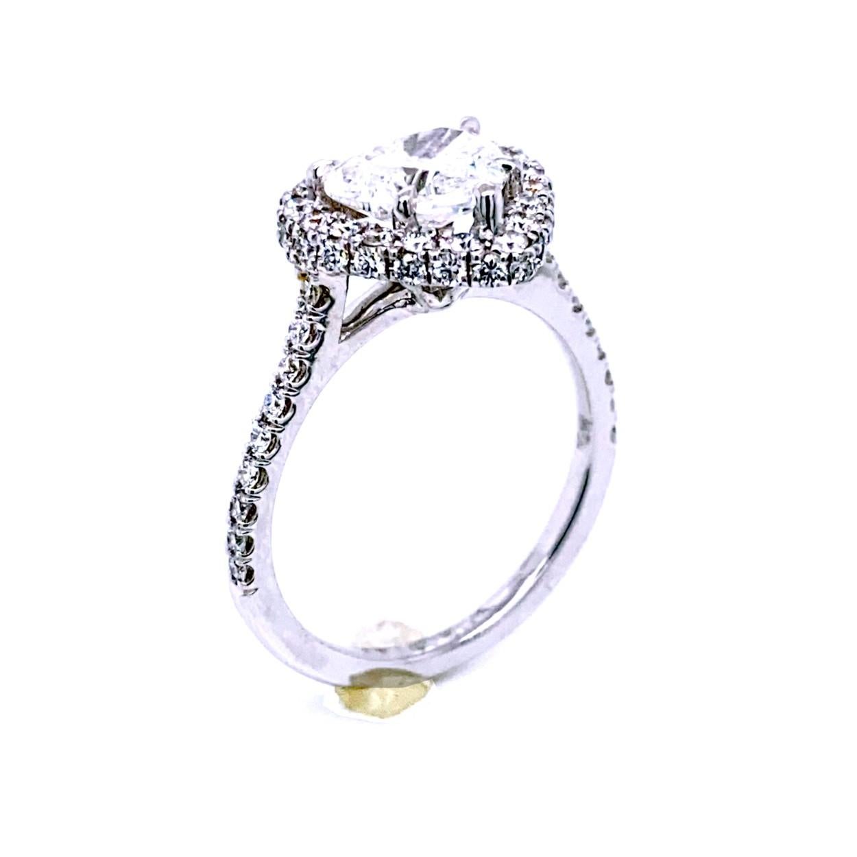 Heart Cut GIA 1.19 Carat G/SI1 Heart Shape Diamond 18 Karat Pave Set Ring with Halo