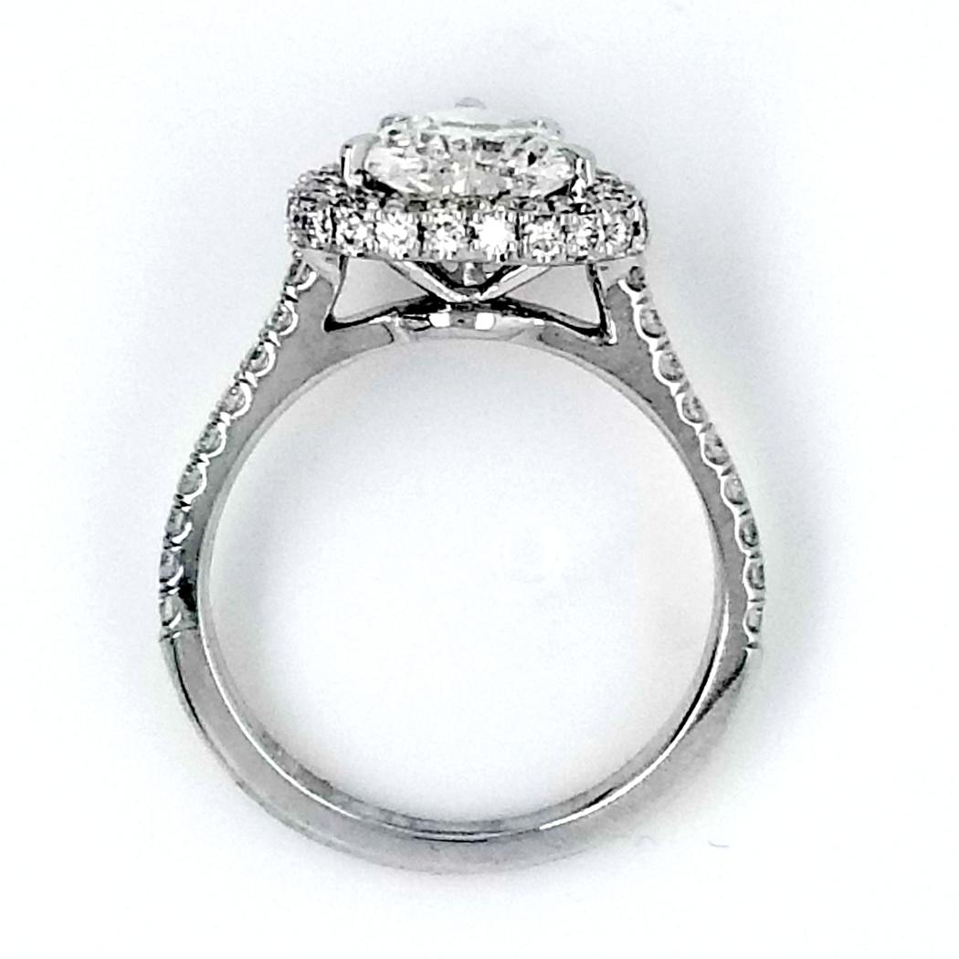 Women's GIA 1.19 Carat G/SI1 Heart Shape Diamond 18 Karat Pave Set Ring with Halo