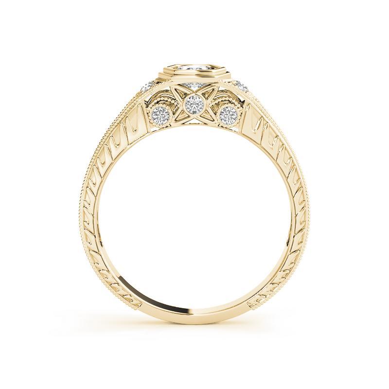 GIA 1,1ct Anello con diamante rotondo a filigrana inciso a fiore in oro giallo 18 carati In condizioni Nuovo in vendita a New York, NY
