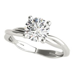 GIA 1.1ct Anillo de diamantes redondo entrelazado con banda trenzada Solitario de oro blanco