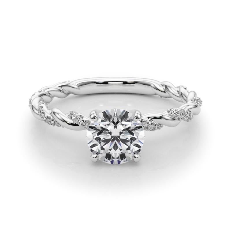 Taglio rotondo GIA 1,1ct Micro Pave Rotondo Fascia a treccia intrecciata  Anello con diamante in vendita