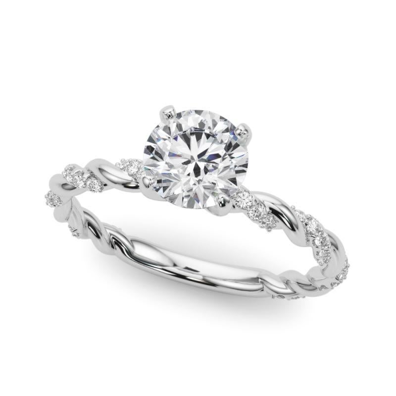 Donna GIA 1,1ct Micro Pave Rotondo Fascia a treccia intrecciata  Anello con diamante in vendita