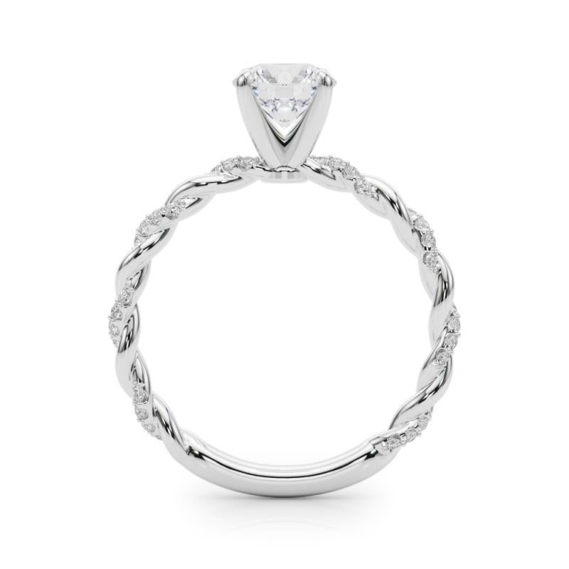 GIA 1,1ct Micro Pave Rotondo Fascia a treccia intrecciata  Anello con diamante in vendita 1