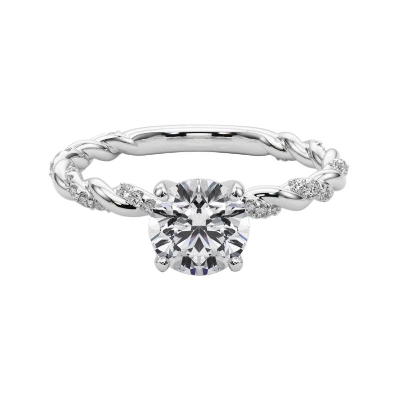 GIA 1,1ct Micro Pave Rotondo Fascia a treccia intrecciata  Anello con diamante