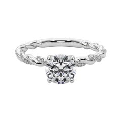 GIA 1.1ct Round Micro Pave Twisted Braid Band  Diamond Ring