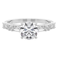 GIA 1.1ct Round Round & Baguette Channel Band Bague diamant en or blanc 18K