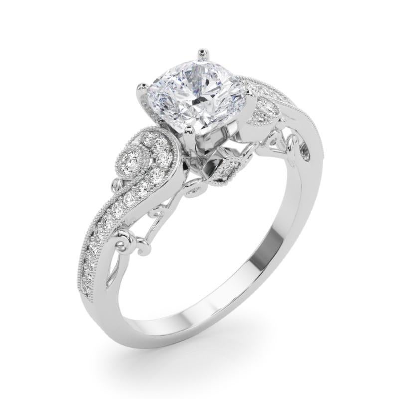 GIA 1.2 Karat Cushion-Dreistein-Bypass in geschwungener Form  Diamantring Damen im Angebot