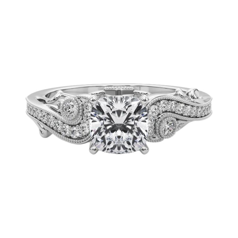 GIA 1.2 Karat Cushion-Dreistein-Bypass in geschwungener Form  Diamantring