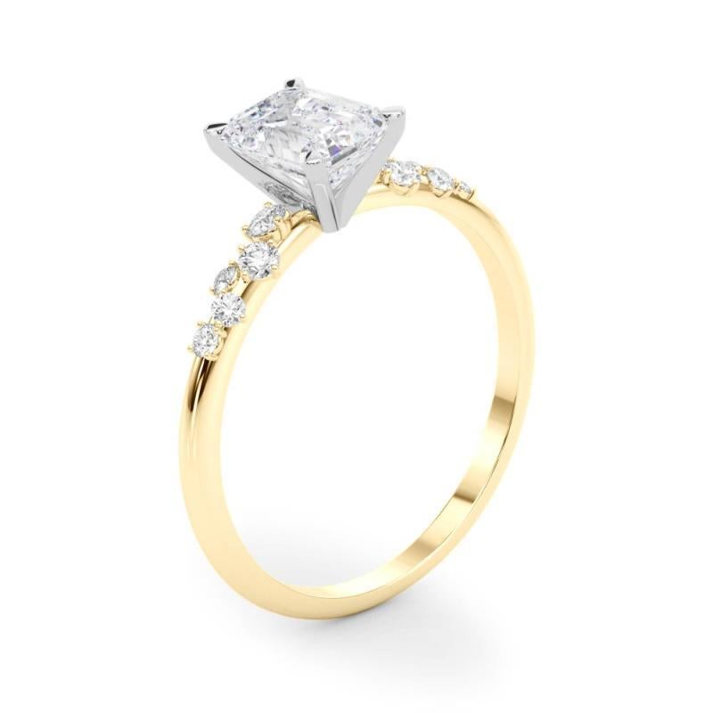 GIA 1,2 Karat Smaragd Cluster Trellis Solitär 18K Gelbgold Diamantring Damen im Angebot