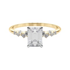 GIA 1,2 Karat Smaragd Cluster Trellis Solitär 18K Gelbgold Diamantring